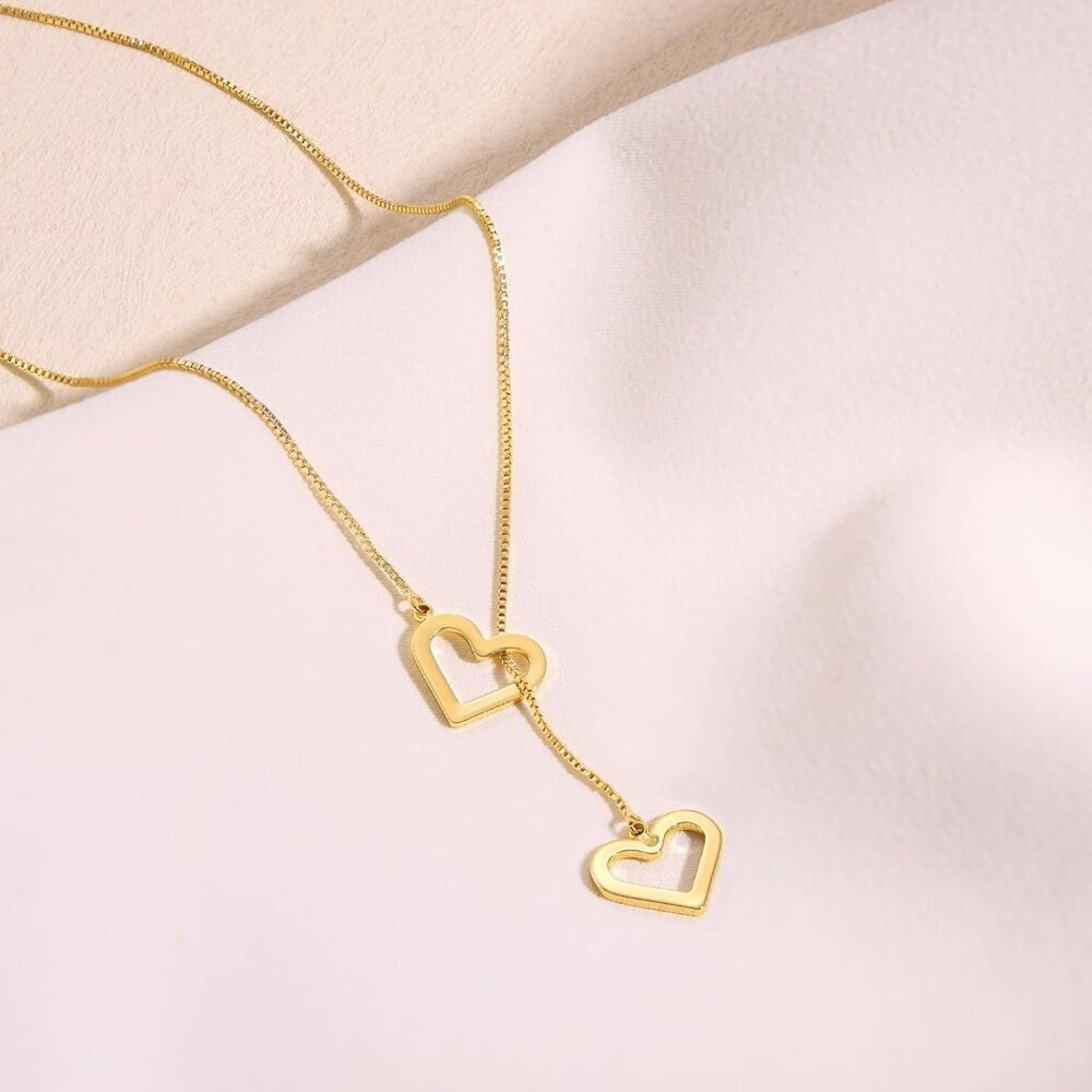 Cute Heart Necklace Tiny 14k Gold Heart Pendant Choker Necklaces Small Gold Love - Picture 6 of 8